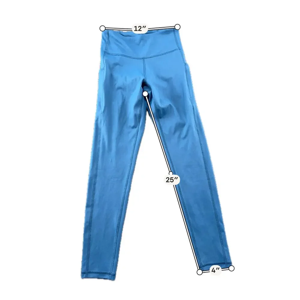 Tek Gear Leggings Womens Small Blue High Rise Ankle Pockets Yoga Gym